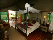 A view of the interior of a tent at Chitabe Camp in the Okavango Delta, Botswana.