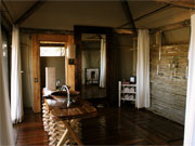 The interior of a bathroom at Mombo Camp in the Okavango Delta shows all the comforts of home.