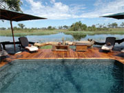 The view from the poolside at Jao Camp in the Okavango Delta, Botswana is truly spectacular.