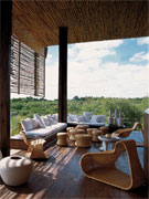 The lounge at Singita Lebombo Lodge, Kruger National Park, South Africa, seems suspended in the clouds.